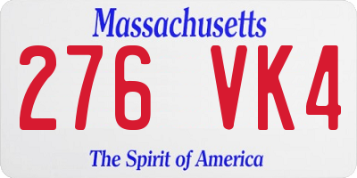 MA license plate 276VK4