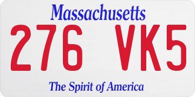 MA license plate 276VK5