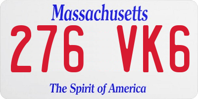MA license plate 276VK6