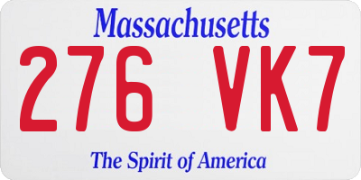 MA license plate 276VK7