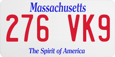 MA license plate 276VK9