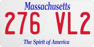 MA license plate 276VL2
