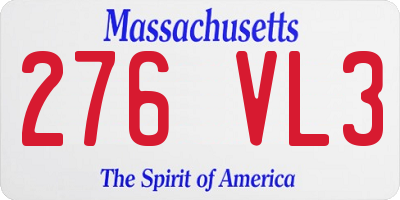 MA license plate 276VL3