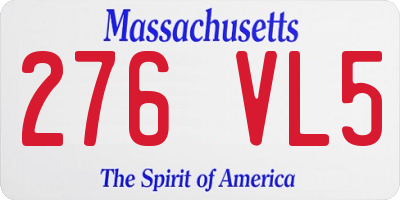 MA license plate 276VL5