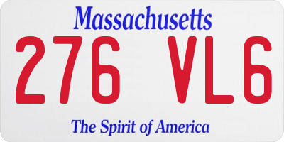 MA license plate 276VL6