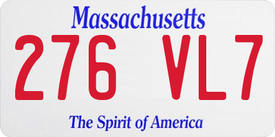 MA license plate 276VL7