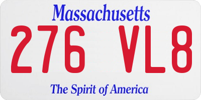 MA license plate 276VL8
