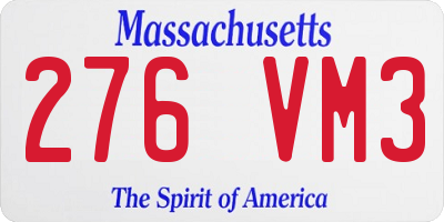 MA license plate 276VM3