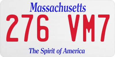 MA license plate 276VM7