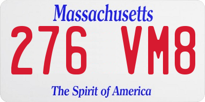 MA license plate 276VM8