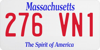 MA license plate 276VN1
