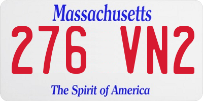 MA license plate 276VN2