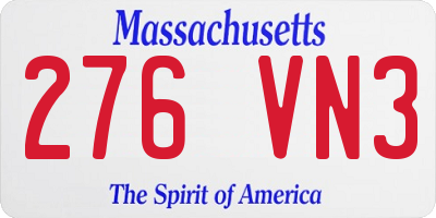 MA license plate 276VN3