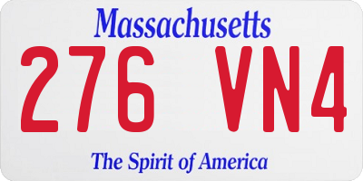 MA license plate 276VN4