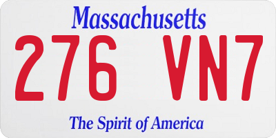 MA license plate 276VN7