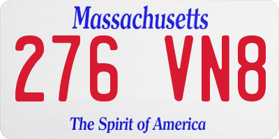 MA license plate 276VN8