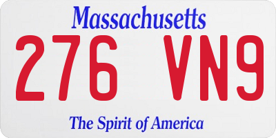 MA license plate 276VN9