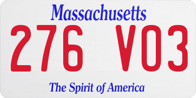 MA license plate 276VO3