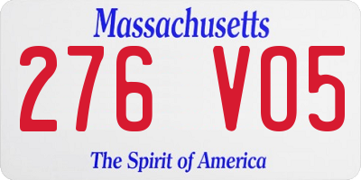 MA license plate 276VO5