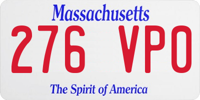 MA license plate 276VP0