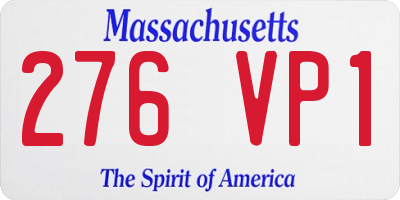 MA license plate 276VP1