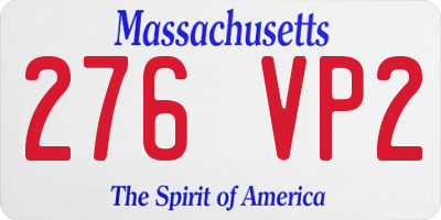 MA license plate 276VP2