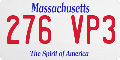 MA license plate 276VP3