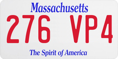 MA license plate 276VP4