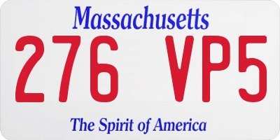 MA license plate 276VP5