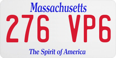 MA license plate 276VP6