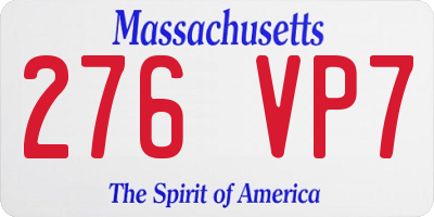 MA license plate 276VP7