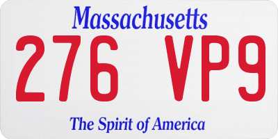 MA license plate 276VP9