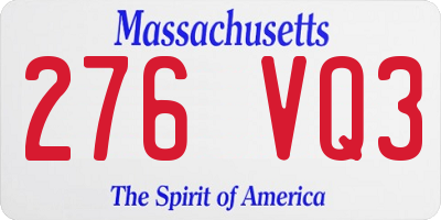 MA license plate 276VQ3