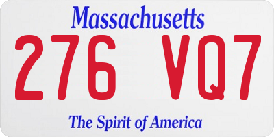 MA license plate 276VQ7
