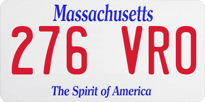 MA license plate 276VR0