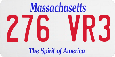 MA license plate 276VR3