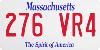 MA license plate 276VR4
