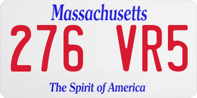 MA license plate 276VR5