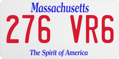 MA license plate 276VR6