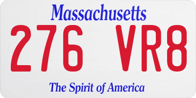 MA license plate 276VR8