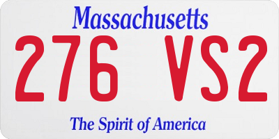 MA license plate 276VS2
