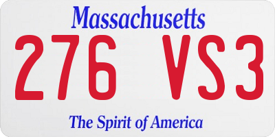 MA license plate 276VS3