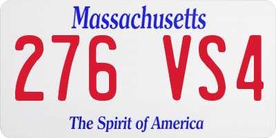 MA license plate 276VS4