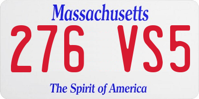 MA license plate 276VS5