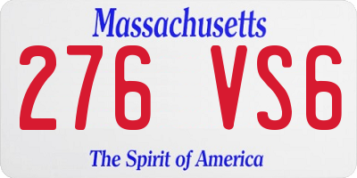 MA license plate 276VS6