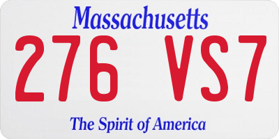 MA license plate 276VS7