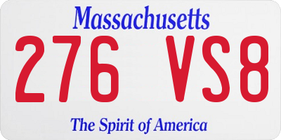 MA license plate 276VS8
