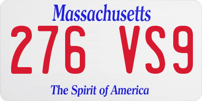 MA license plate 276VS9