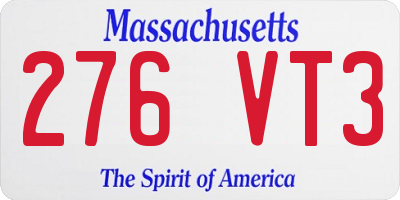 MA license plate 276VT3