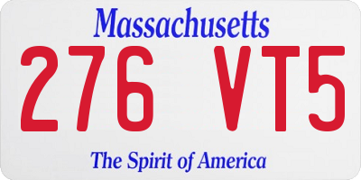 MA license plate 276VT5